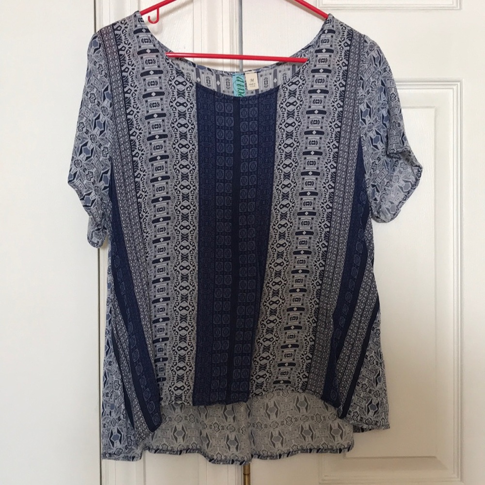 Francesca’s Collections Blue Aztec Top